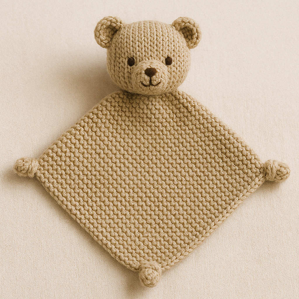 Illustration d’un doudou tricoté : une idée de cadeau de naissance symbolique fait main